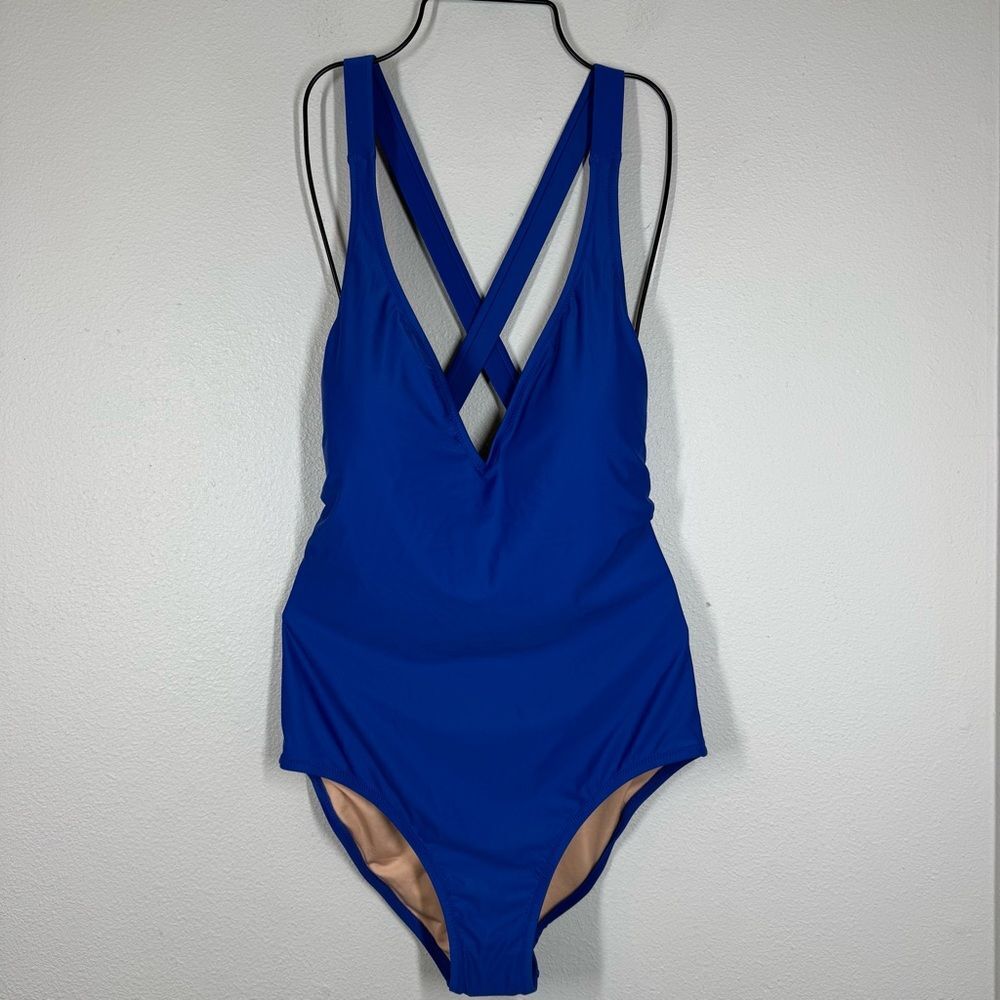 NWT J. Crew Royal Blue One Piece High Support Swimsuit Size 10 Summer Preppy